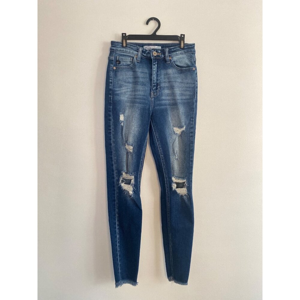 KanCan Dark Wash Distressed High-Rise Ankle Skinny Jeans Size 25